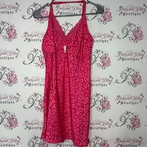 Boutique dress cheetah print pink lace sexy nighty nightie gown PJ cooling tech